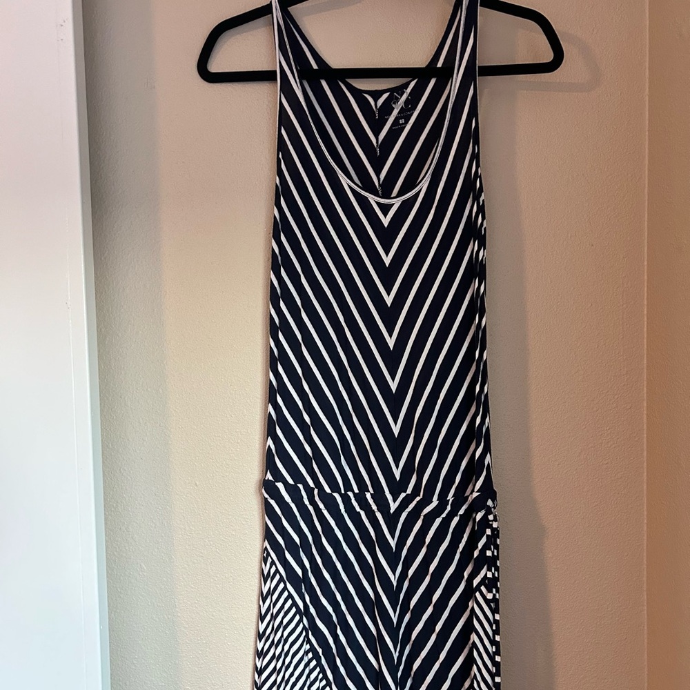 New York a company striped blue and white dress size Small but can fit Medium